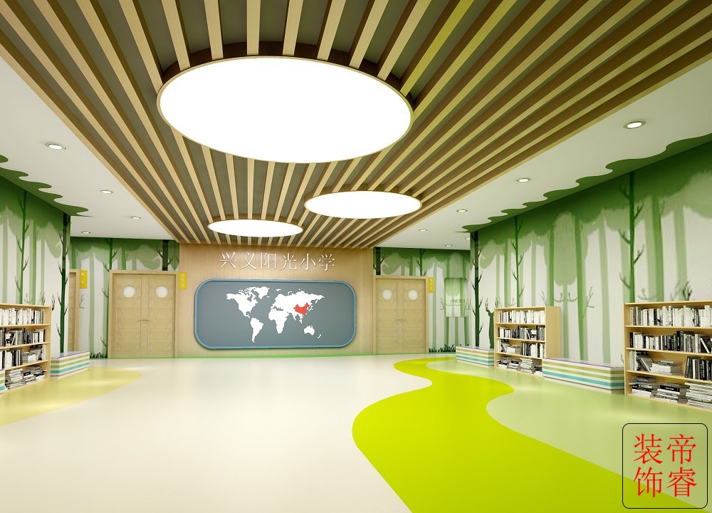 阳光学校装修设计效果图,教育机构装修,成都工装