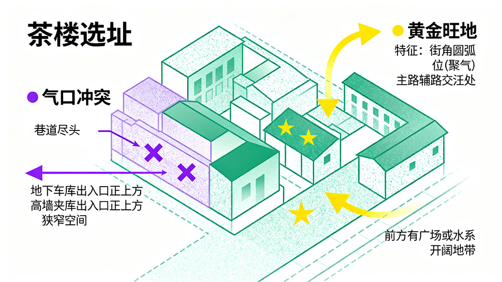 茶楼选址风水示意图